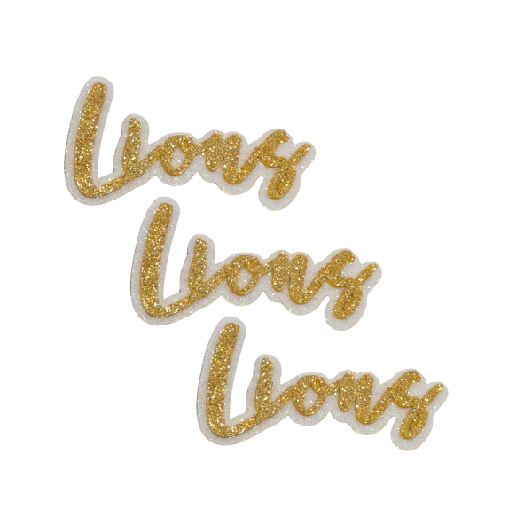 3" ACI Gold/White Glitter Foam "Lions" Mascot Emblem | 3 Count