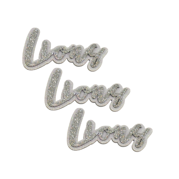 3" ACI Silver/White Glitter Foam "Lions" Mascot Emblem | 3 Count