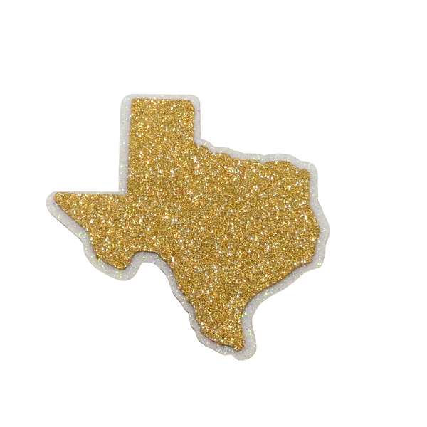 3.5" ACI White/Gold Glitter Foam Texas State Emblem | 3 Count