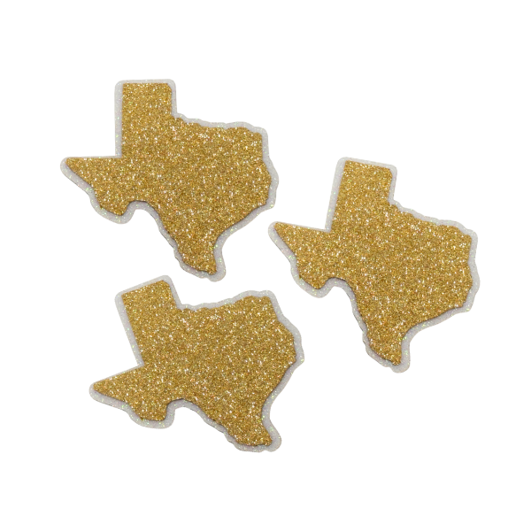 3.5" ACI White/Gold Glitter Foam Texas State Emblem | 3 Count