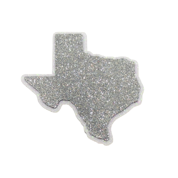 3.5" ACI White/Silver Glitter Foam Texas State Emblem | 3 Count