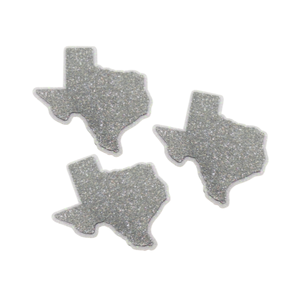 3.5" ACI White/Silver Glitter Foam Texas State Emblem | 3 Count