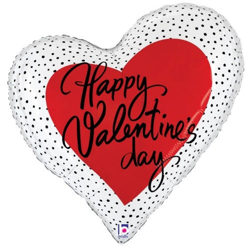 28" Betallic Valentine Dots Heart Foil Balloon (D)
