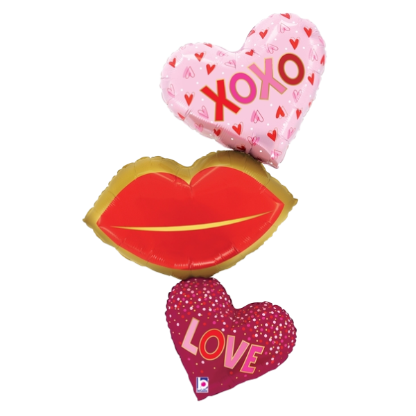 40" Betallic Heart Lips Trio - I love You Foil Balloon (S3R2)