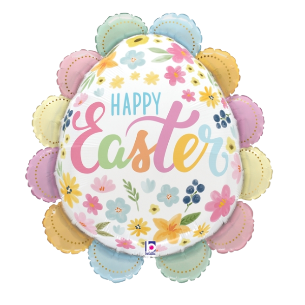 30" Ruffled Floral Easter Egg Foil Balloon (P31)