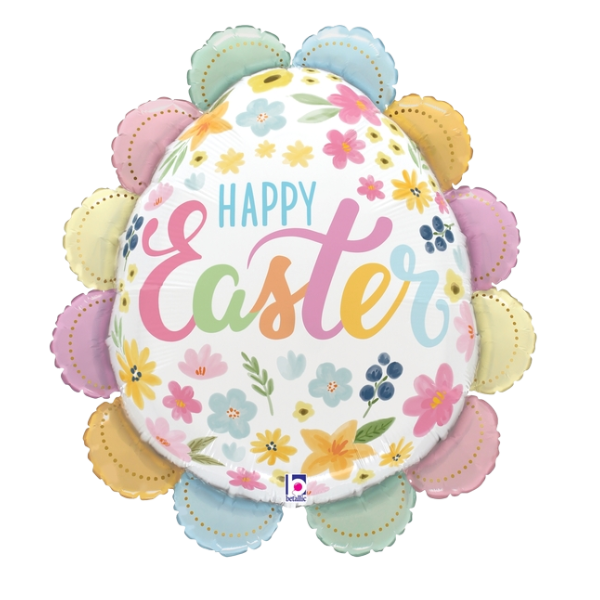 30" Betallic Ruffled Floral Easter Egg Foil Balloon (P31)