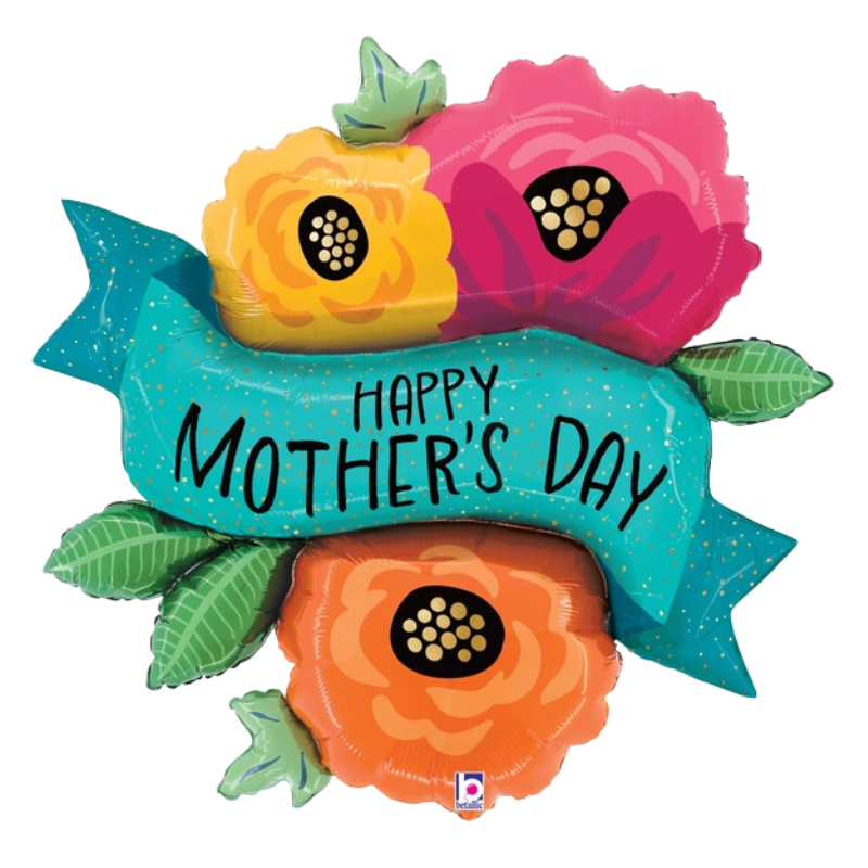 33" Betallic Fresh Flowers Mother's Day Banner Foil Balloon (S2R5)