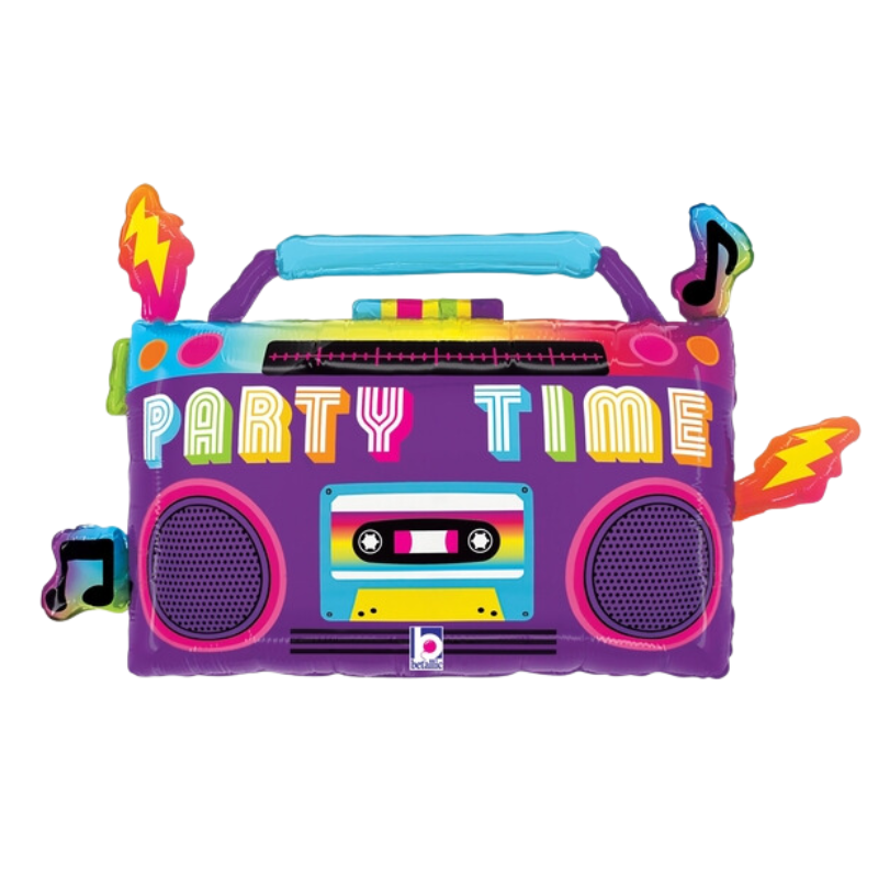 28" Betallic Party Time Boom Box Foil Balloon