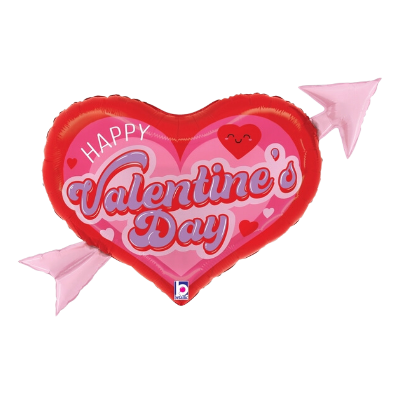 32" Betallic Retro Valentine Heart Arrow Foil Balloon (S2R5)