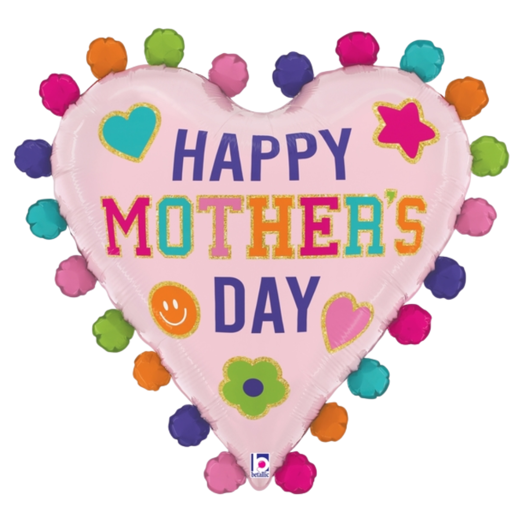 27" Betallic Mother's Day Heart Patches Foil Balloon (S2R4)