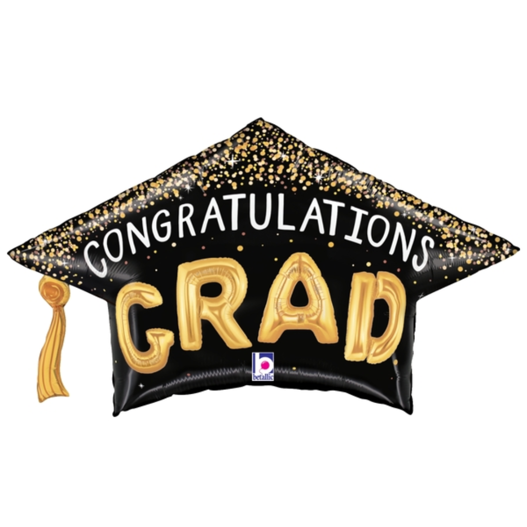 30" Betallic Congratulations Confetti Grad Cap Foil Balloon (S2R3)