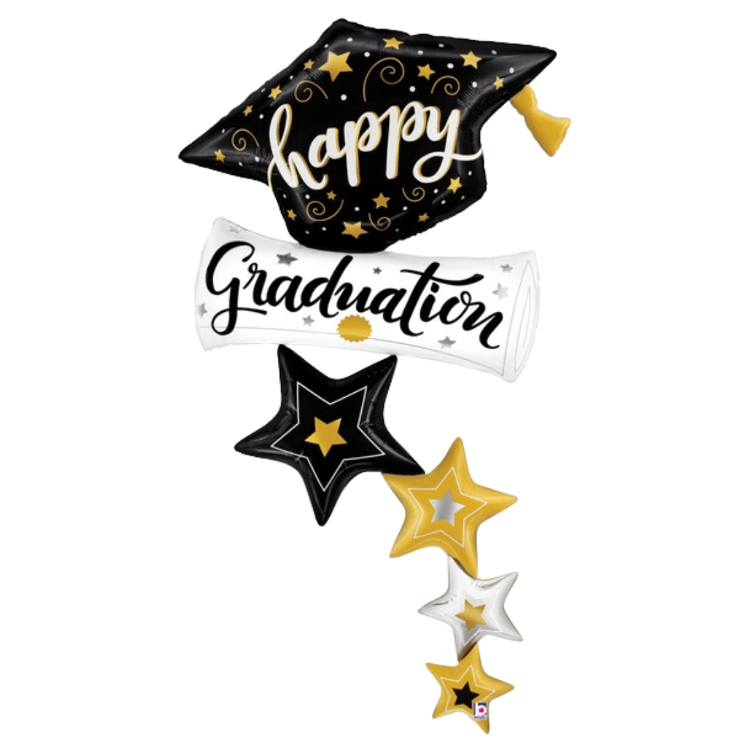 66" Betallic Special Delivery Graduation Stars Foil Balloon (S2R4) | Stands Over 5 Feet Tall!