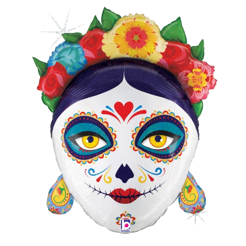 27" Betallic Floral La Catrina Holographic Foil Balloon