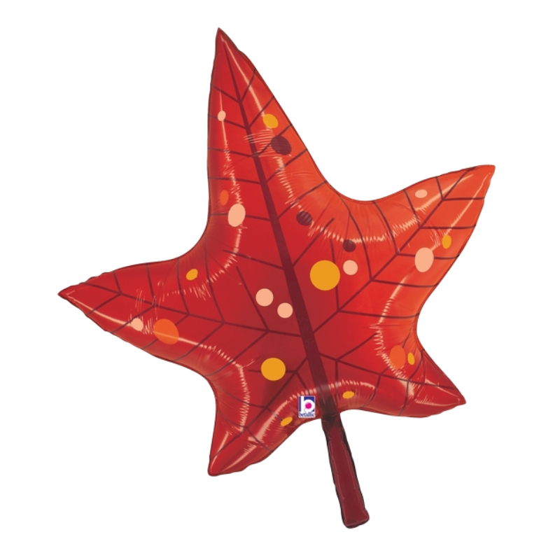 30" Betallic Fall Red Leaf Foil Balloon