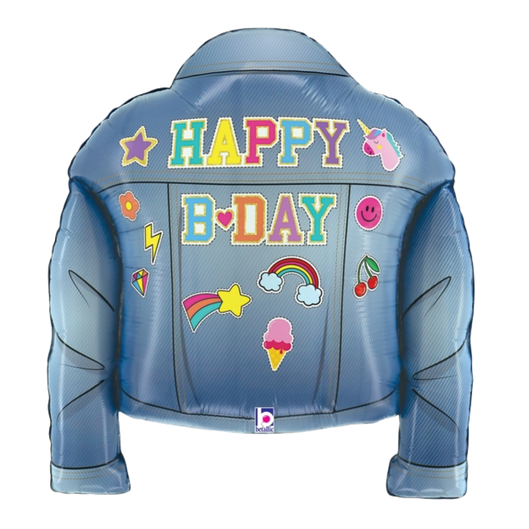 26" Betallic Birthday Denim Patches Jacket Foil Balloon