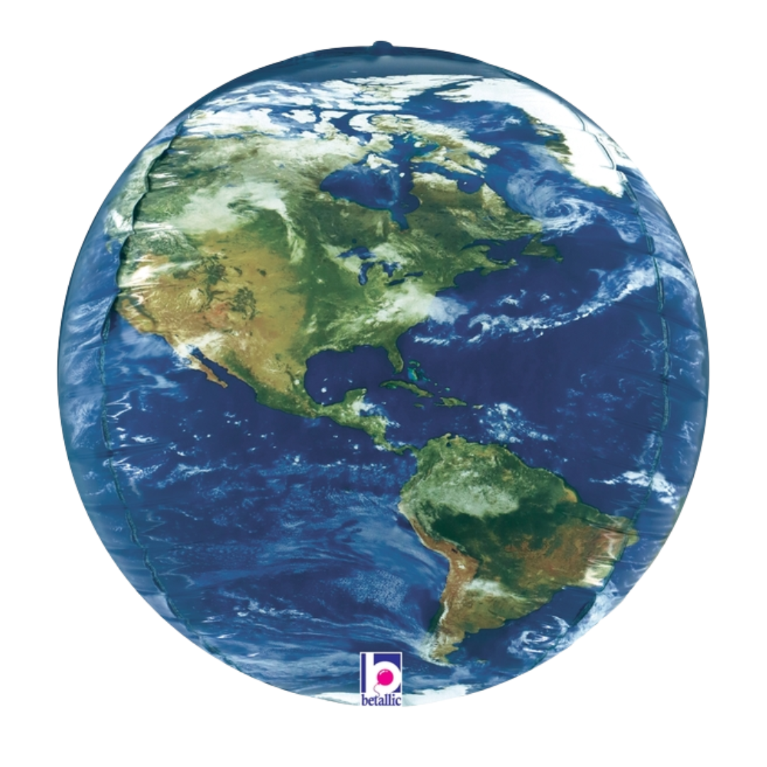 15" Betallic Dimensional Earth Ball Foil Balloon - Globe Shape | 1 Count