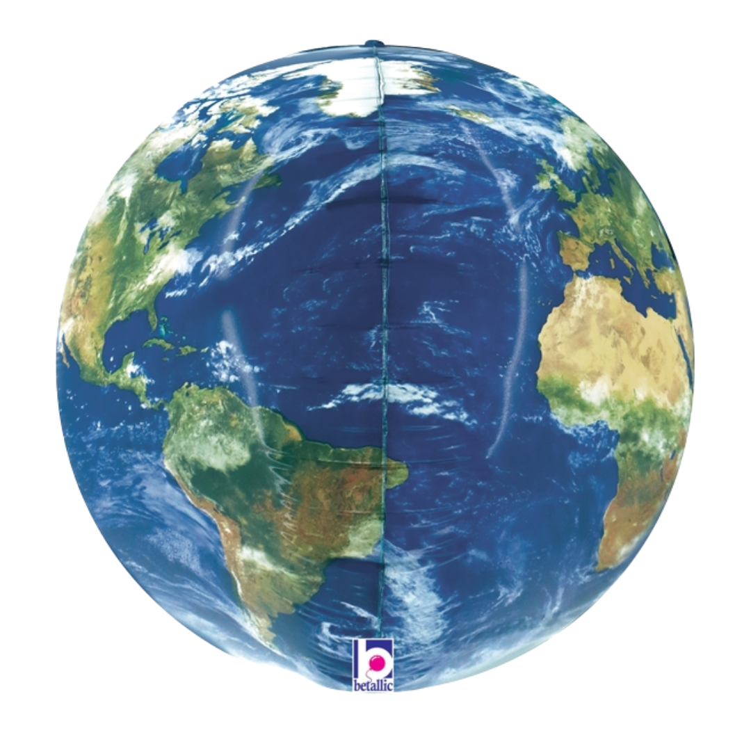 15" Betallic Dimensional Earth Ball Foil Balloon - Globe Shape | 1 Count