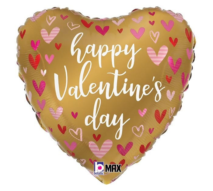 18" Betallic Golden Valentine Heart Foil Balloon (WSL) | Clearance - Final Sale!