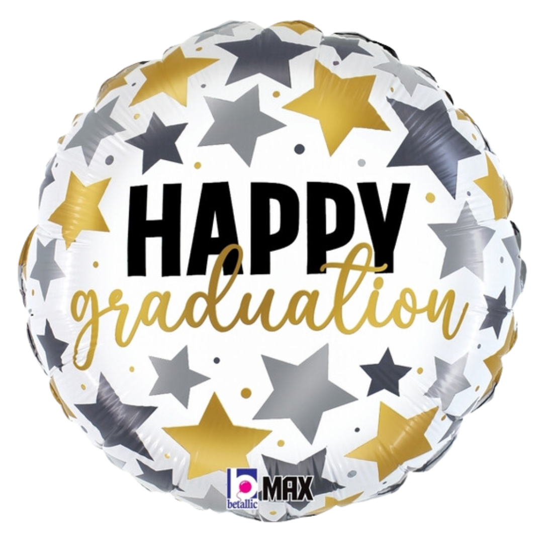 18" Betallic Graduation Metallic Stars Foil Balloon (S2R3) | Buy 5 Or More Save 20%