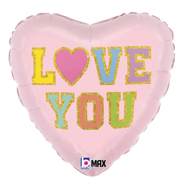 18" Love Patch Hearts Heart Foil Balloon (P5) | Buy 5 Or More Save 20%
