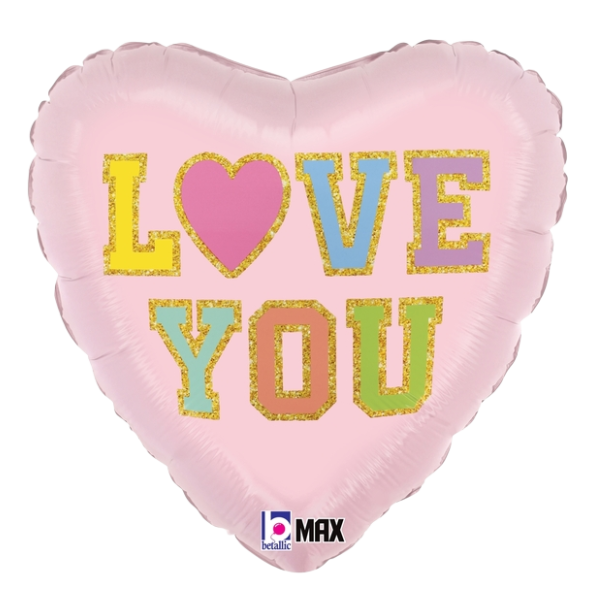 18" Betallic Love Patch Hearts Heart Foil Balloon (S1R3) | Buy 5 Or More Save 20%