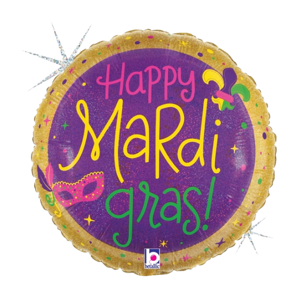 18" Betallic Colorful Mardi Gras Foil Balloon (P24) | Buy 5 Or More Save 20%