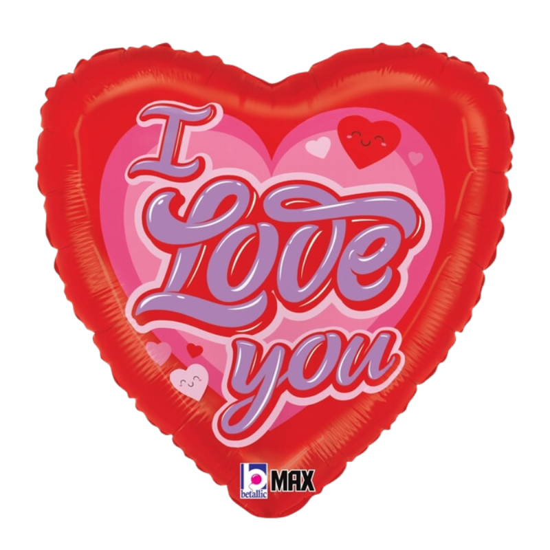 18" Betallic Retro Love You Heart Foil Balloon (S1R3) | Buy 5 Or More Save 20%