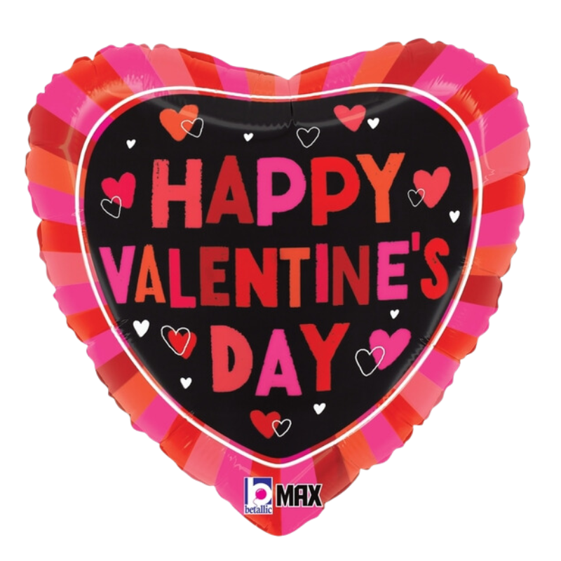 18" Betallic Valentine Bold Hearts Foil Heart Balloon (S1R4) | Buy 5 Or More Save 20%