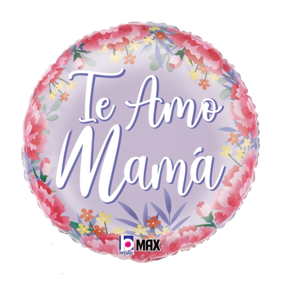 18" Betallic Saten Floral Te Amo Mama Foil Balloon (S1R2) | Buy 5 Or More Save 20%
