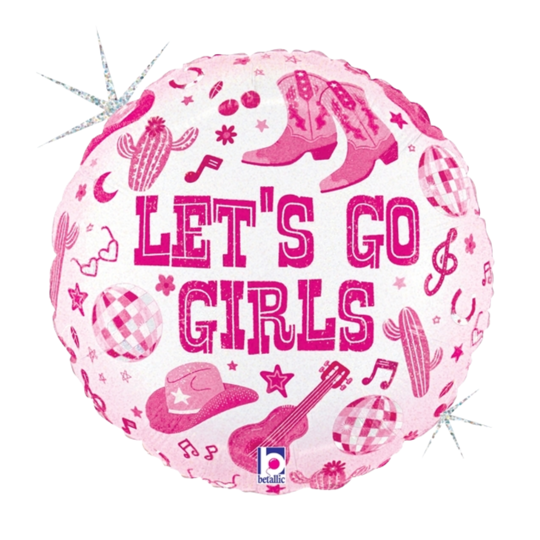 18" Betallic Disco Cowgirl Birthday Holographic Foil Balloon - 2 Sided | Buy 5 Or More Save 20%