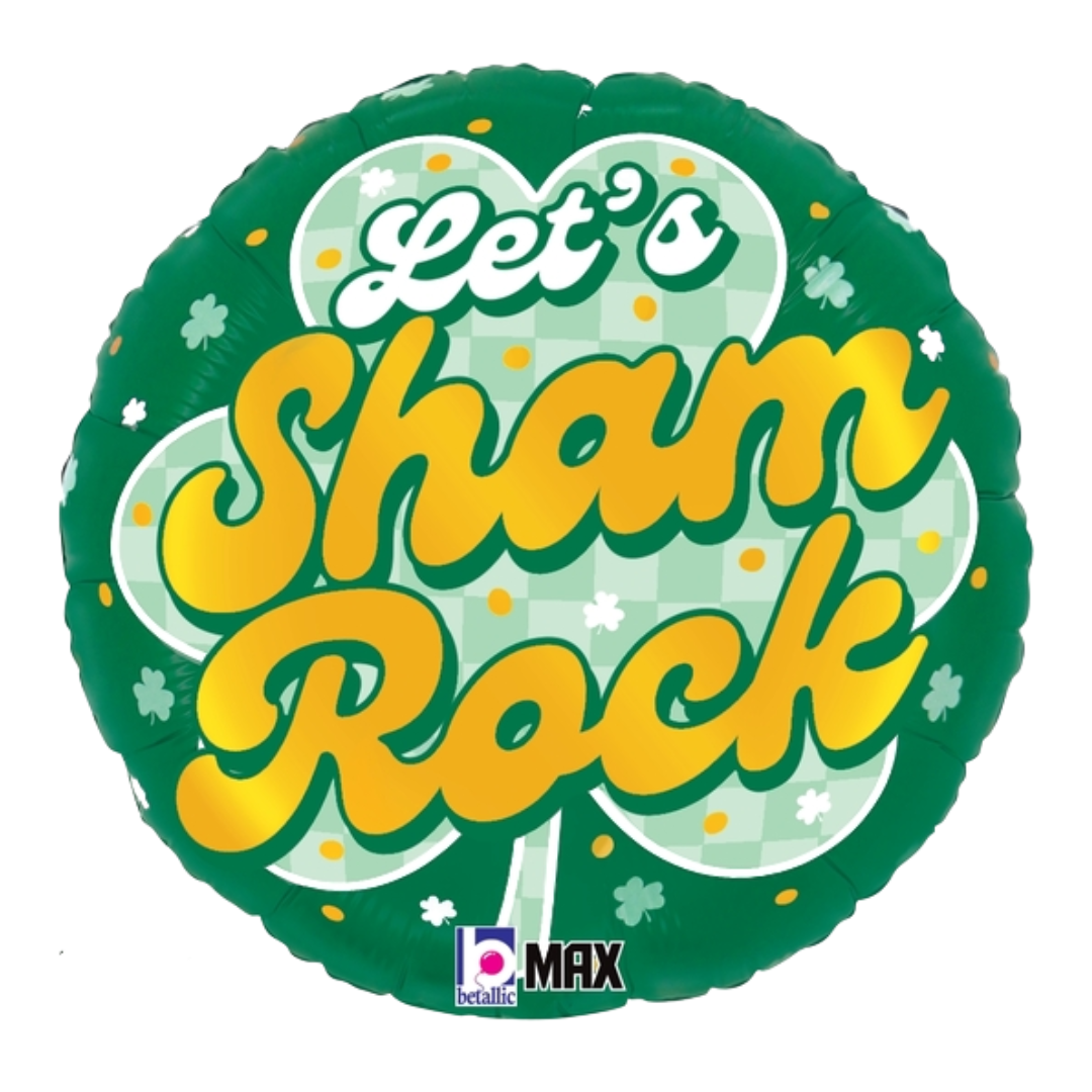 18" Betallic St. Patrick's Day Checkered Shamrocks Foil Balloon | Buy 5 Or More Save 20%