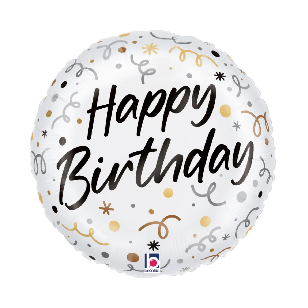 18" Betallic Satin Birthday Streamers Foil Balloon | Buy 5 Or More Save 20%
