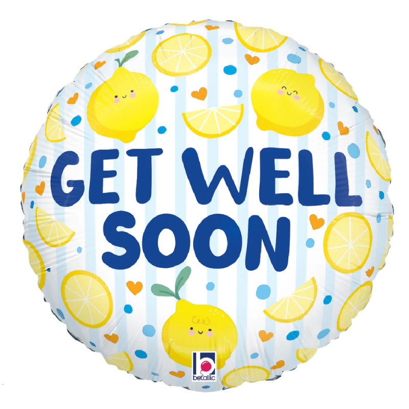 18" Betallic Get Well Soon Lemons Foil Balloons | Buy 5 Or More Save 20%