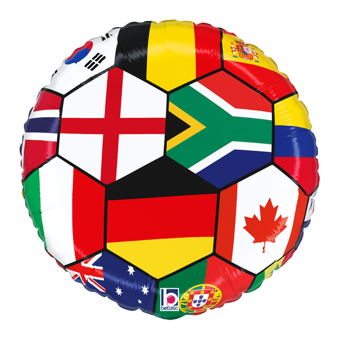 18" Betallic Soccer Ball Nations Foil Balloon | Buy 5 Or More Save 20%
