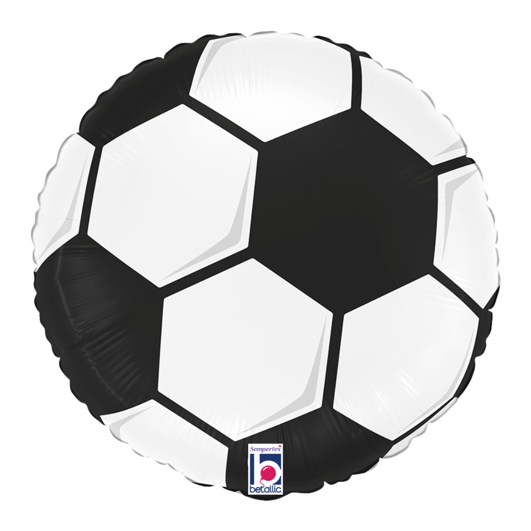 18" Betallic Soccer Ball White Round Foil Balloon | Buy 5 Or More Save 20%