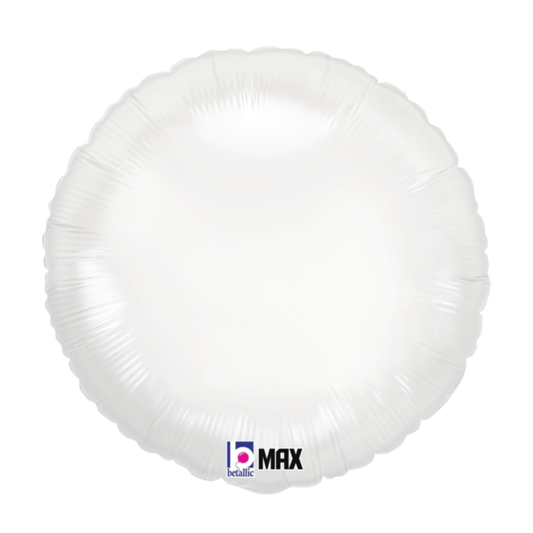 18" Betallic White Round Foil Balloon | Buy 5 Or More Save 20%