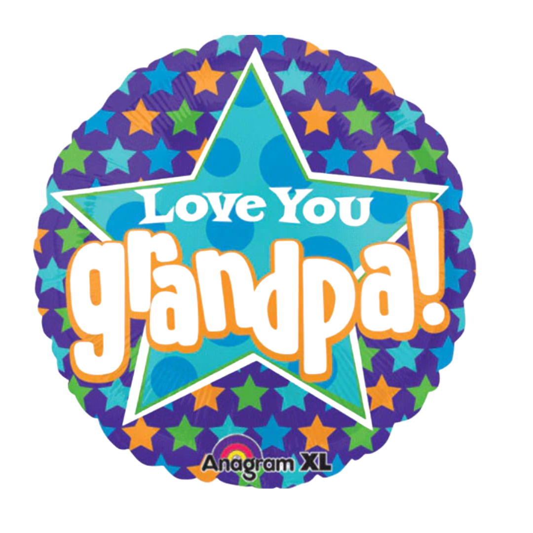 21" Anagram I Love You Grandpa Stars Color Blast Foil Balloon | Clearance - While Supplies Last!