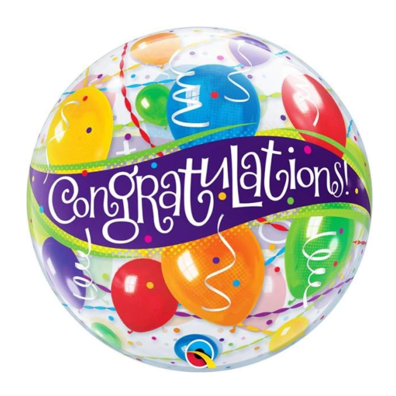 22" Qualatex Congratulations Balloons Bubble Balloon | Clearance - Final Sale!