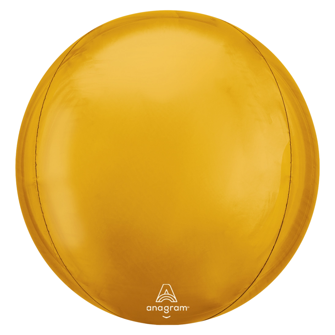 16" Anagram Gold Solid Orbz Foil Balloon - Globe Shaped | 1 Count