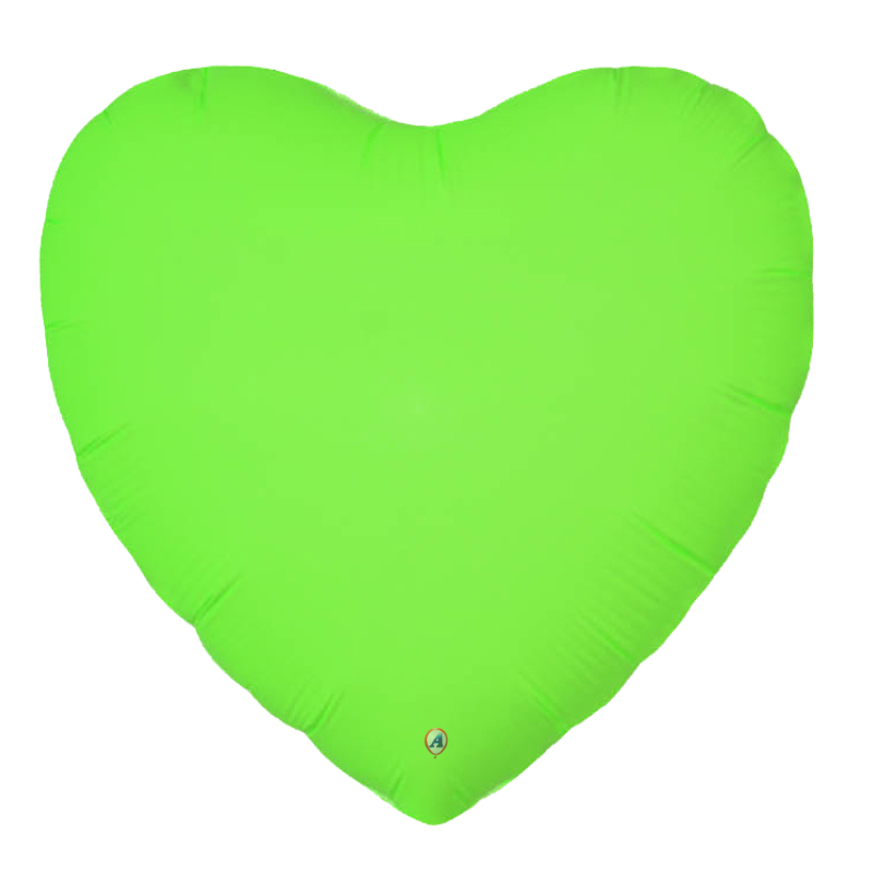 20" AAB Blazing Neon Green Heart Non Foil Balloon - Black Light Reactive! | Buy 5 Or More Save 20%