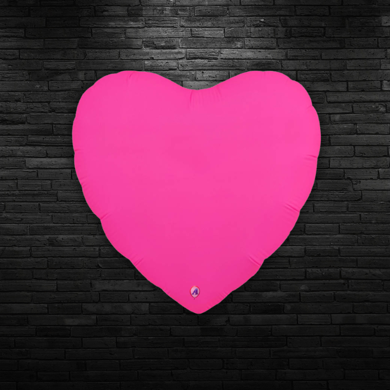 20" AAB Blazing Neon Magenta Heart Non Foil Balloon - Black Light Reactive! | Buy 5 Or More Save 20%