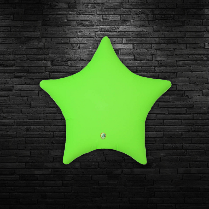 22" AAB Blazing Neon Green Star Non Foil Balloon - Black Light Reactive! | Buy 5 Or More Save 20%