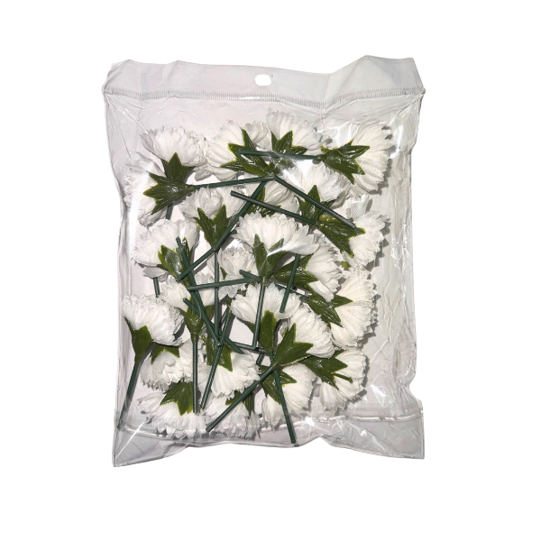 1" White Artificial Silk Mum - 5 Layers | 24 count