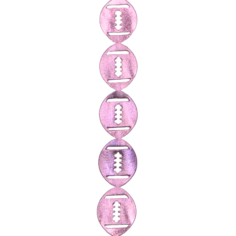 2" Pink Metallic Football Die Cut Ribbon Garland - 2" Wide x 36" Long | 1 Count