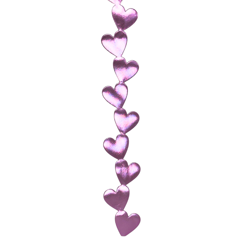 2" Pink Metallic Heart Die Cut Ribbon Garland - 2" Wide x 36" Long | 1 Count