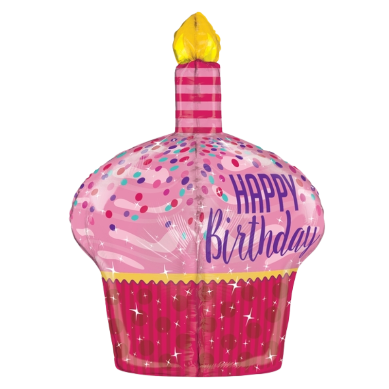 35" Betallic Dimensionals Birthday Sparkles Cupcake Balloon