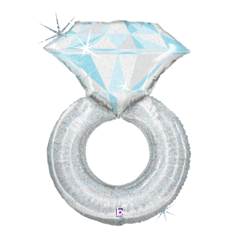 31" Betallic Platinum Wedding Ring Holographic Foil Balloon