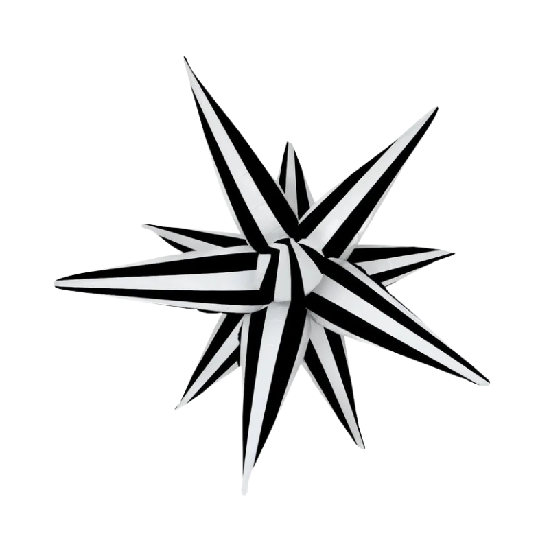 40" Burst Party Co. Black & White Stripe Starburst Foil Airfill Balloon | 1 Count