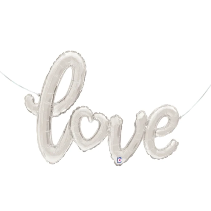 31" Betallic Silver Love Script Foil Airfill Balloons (WSL) | 1 Count