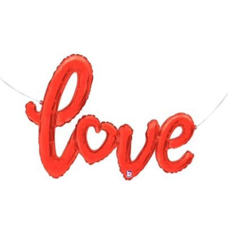 31" Betallic Red Love Script Foil Airfill Balloons (WSL) | Clearance - While Supplies Last!
